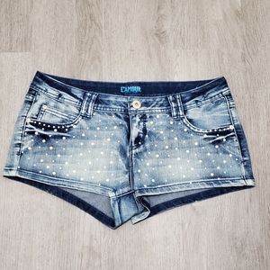 L'AMOUR Embellished Denim Shorts Sz 7